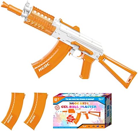 HGOC Gel Ball Blaster Kit Semi Auto Mode Splatter Water Bead 800mAh Rechargeable Battery Powered with Foldable Stock Outdoor Activities Shooting Team Game （AK74U Orby Guns ）…