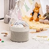 TIMEYARD Korb Aufbewahrung, Wäschekorb Kinder, Klein Korb für Geschenke, Regal, Baby Spielzeug Aufbewahrungskörbe, Körbe Geflochten, 24x18cm, Braun & Weiß
