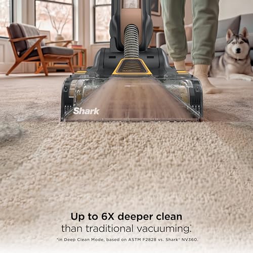 Image of Shark CarpetForce Ultra Upright Carpet Cleaner with HairPro, PowerFins Brushroll, Two Cleaning Modes, Deep Clean Ultra Solution, Powerful Stain and Odor Removal, Copper, EX551