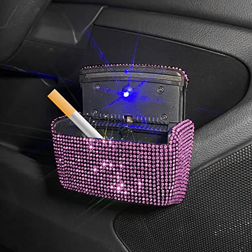 Car Cigarette Ashtray Air Outlet Ashtray Auto Car Cigarette Ashtray With Lid Blue Led Light Indicator Smokeless Ash For Car Cup Holder(Pink) #TOP17