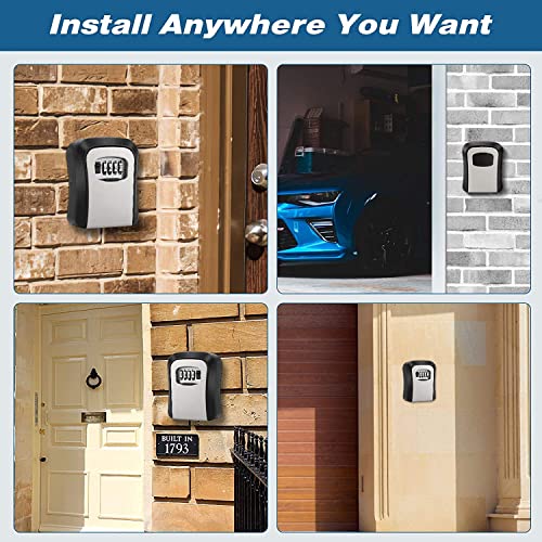 2 Pack Key Lock Box, Combination Lock Box Wall Mounted Waterproof Key Storage Lock Box For Outdoor & Indoor 5 Keys Capacity Re-Settable Code #TOP4