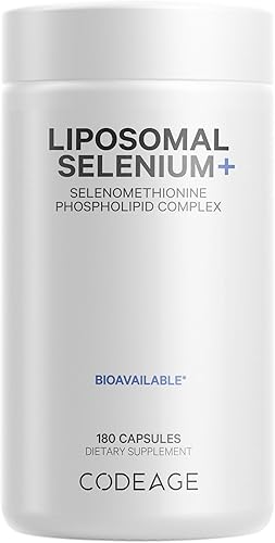 Codeage Suplemento de selenio de 200 mcg, suministro de 6 meses, apoyo inmunológico, cofactor mineral, selenometionina, fosfolípidos, vegano,