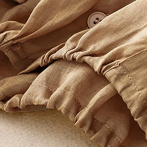 Mzkdieey Women Cotton Linen Sun Protection Hoodie Jacket Drawstring Long Sleeve Button Down Blouse Oversized Hooded Cover Ups3