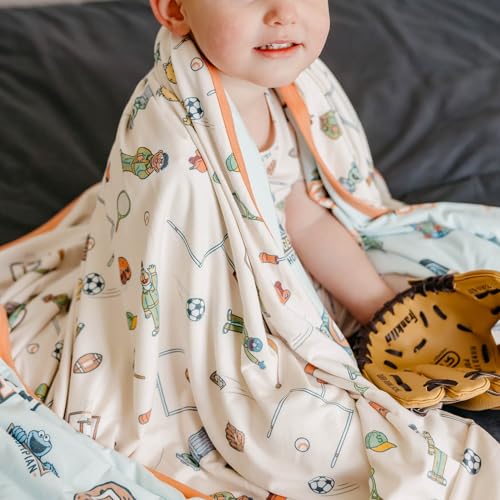 Image of Copper Pearl Jumbo 3-Layer Baby Blanket: Soft Baby Quilts for Boys and Girls | Breathable, Cozy, Toddler Blanket | Baby Quilt for Newborns | 60x72 Premium Material | Sesame Street Varsity Friends