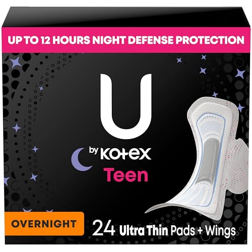 Serviettes de nuit ultra fines U by Kotex Balance Teen avec ailettes protection menstruelle ado