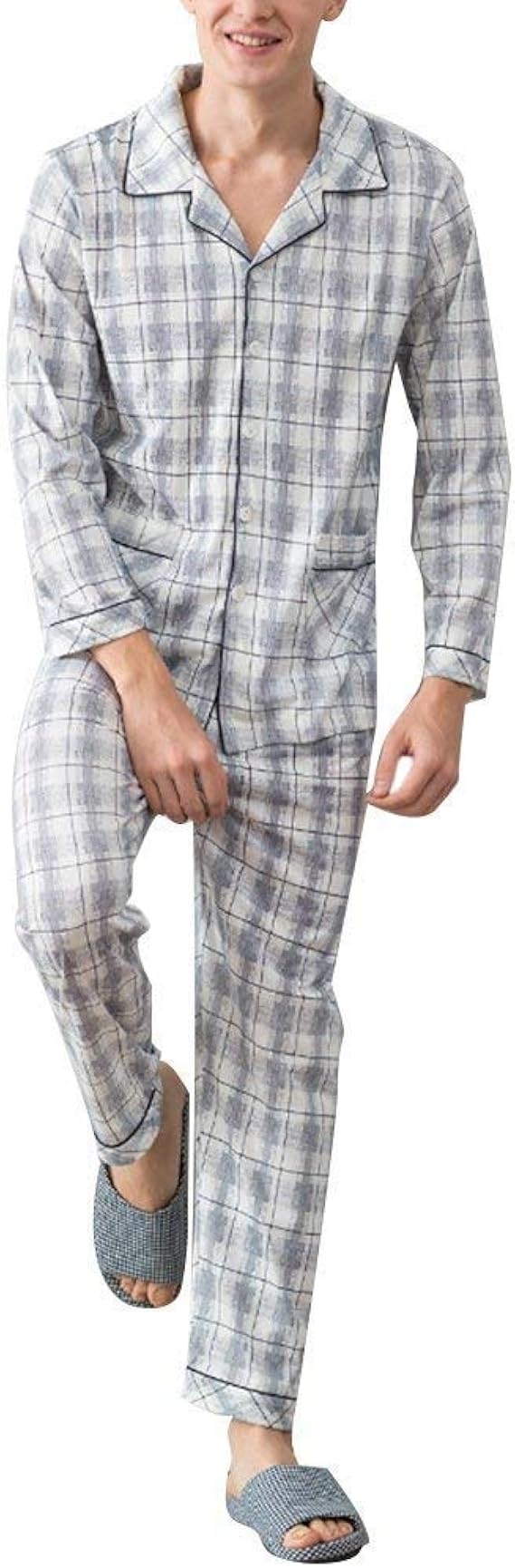 Pijamas De Algodón Puro De Manga Corta Para Hombre, Ropa De Dormir Fina