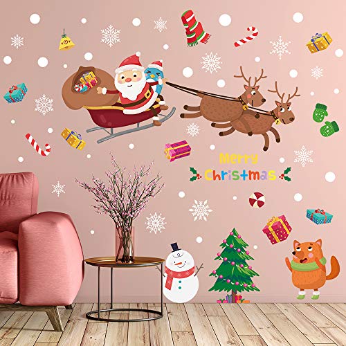 Supzone Christmas Wall Stickers Santa Claus Elk Wall Decals Removable Vinyl Diy Snowman Wall Decor Christmas Party Window Playroom Bedroom Classroom Living Room #TOP7