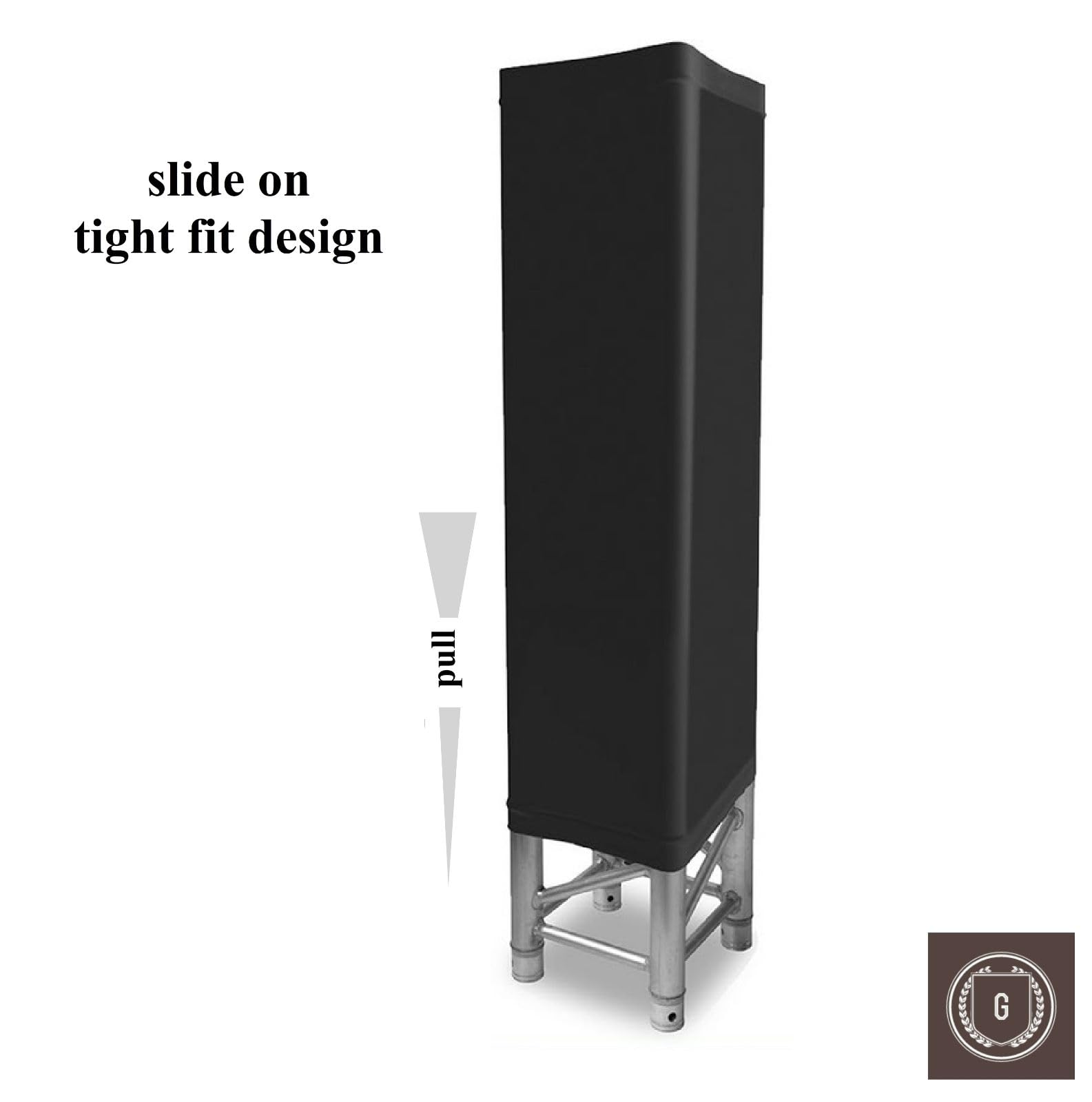 Coppia di cover totem in spandex, truss cover 30 x 30 cm, scelta di 5 altezza (bianco, 300 cm di altezza)
