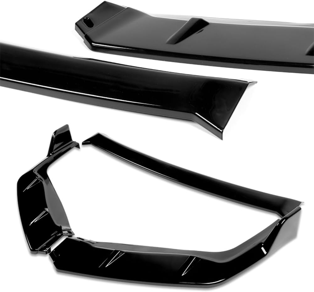 Q1-TECH, 5-Piece Front Bumper Lip + Side Skirt Rocker Winglet Canard Diffuser Wing Compatible with Honda Civic 4DR / Sedan (2009 2010 2011), Front Lip Spoiler Body Splitter ABS (Painted Black)