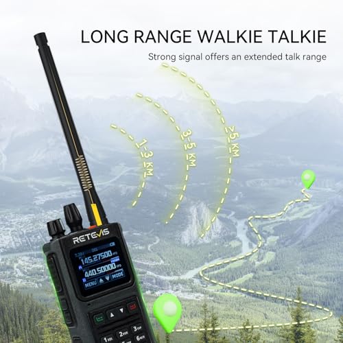 Retevis C1 Walkie Talkies, IP67 Waterproof Dual Band Ham Radio, Chip Noise Reduction, One-Touch Group Call, 1.77inch Color Screen, VOX, Long Range Amateur Radio Transceiver for Outdoors (Black, 1Pcs) - Image 6