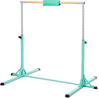 ZELUS Gymnastics Bar for Home, Height Adjustable 90 to 150cm Gymnastics Bar for Kids, Junior Home Gym Equipment Girls & Boys Kip Bar for Indoor Training, 1.4m Horizontal Bar, 136kg Cap (Green)
