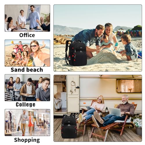 Sinvicko Insulated Cooler Backpack,Double Deck Leak Proof Cooler Bag,Insulated Backpack Cooler Lunch Backpack For Men Women,Black & Red thumb #5