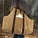 MYFIREPLACEDIRECT Waxed Canvas Log Carrier Tote Bag, Extra Large Durable Firewood Holder with Handles and Shoulder Strap, Heavy Duty Wood Carrying Bag for Fireplaces & Wood Stoves
