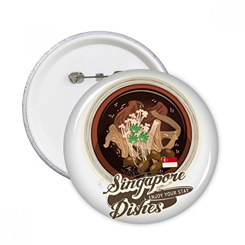 Pins Bak Kut Teh Singapour pour personnaliser vos vêtements au quotidien lot de 5 boutons ronds S