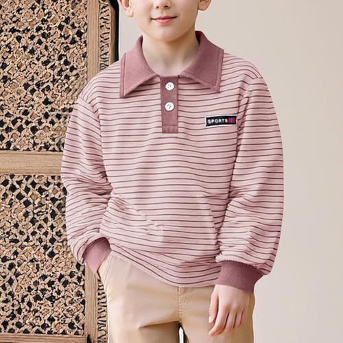 Boys Girls Striped Polo Shirts Long Sleeve School Uniform Golf Shirts Kids Polo T-Shirts Fall Tops 2-14 Years2