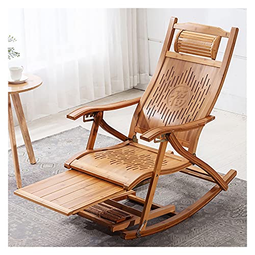 Genérico Tumbonas reclinables Tumbona de bambú Tumbona Mecedora Chaise de Madera Mecedoras Plegables Tumbona Mecedora Silla reclinable Silla para Exteriores Silla portátil con reposapiés y