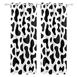 Chen Miranda Cow Skin Spotted Pattern Printed Blackout Window Curtain 2 Panel Set - Grommet Top - Th
