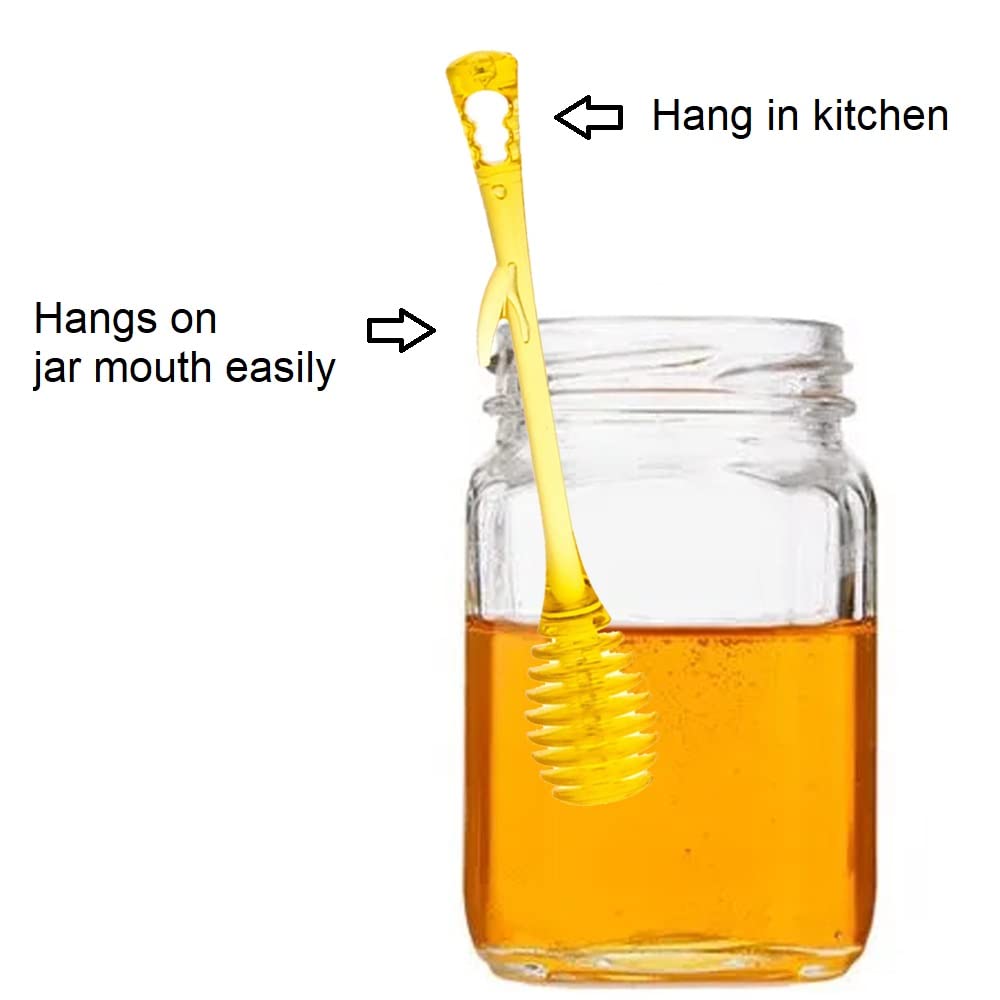 SpiderJuice 2Pc BPA Free Multipurpose Bee Hive Honey Syrup Chocolate Molasses Dipping Stirring Serving Spoons with Side Hook Hole to Hang (Random Colors) 3