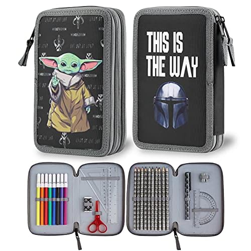 Disney The Mandalorian - Estuche para niños, Fieltro y lápiz, Doble Compartimento para plumeros, Suministros Escolares, Regalo de Regreso a la Escuela, Star Wars Baby Yoda