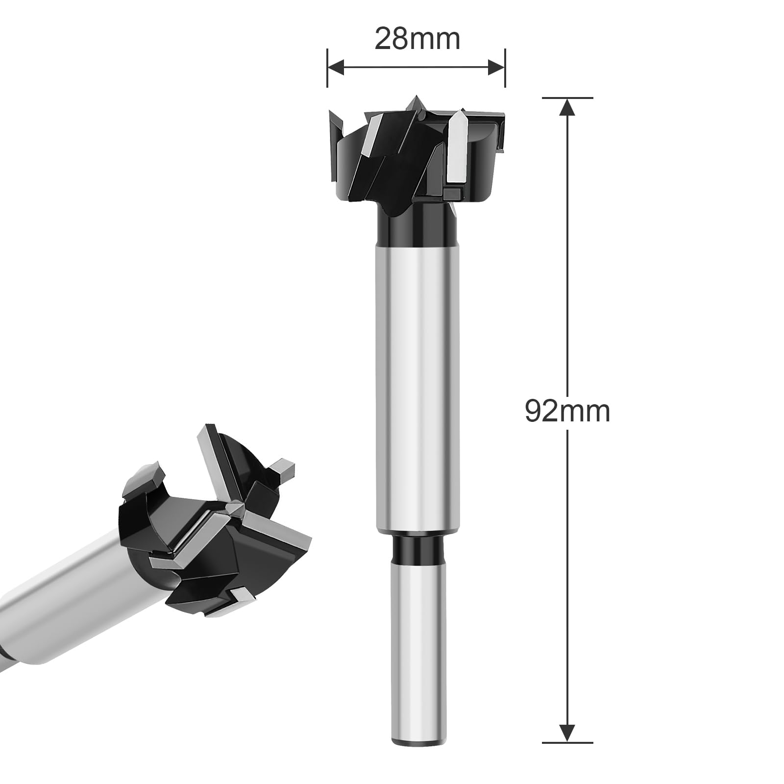 hsawbit 28mm forstner drill bit, Triple-Flute Carbide Tipped Forstner Bit Hole Cutter for Hard Wood, Woodworking Hinge Cutter Hinge Drill Bit - Image 2