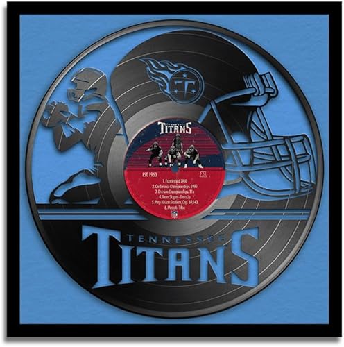 Miniatura 25 de Sporticulture Arte de Pared de Fútbol en Vinilo con Marco Decorativo en Estilo de Disco de Vinilo - 13X13 Pulgadas, Pósteres de la NFL para New York