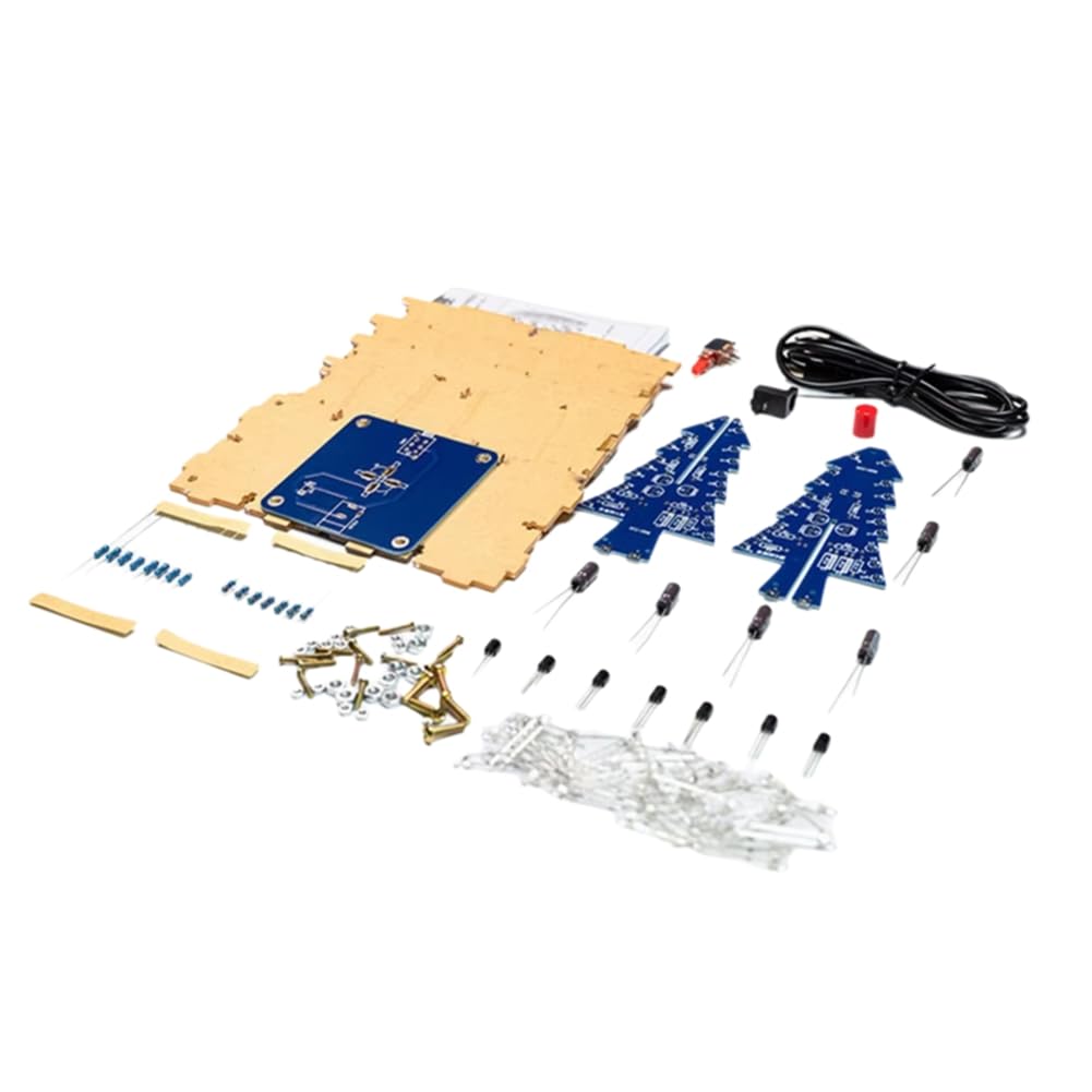 Mskidand RGB LED Flashing Christmas Tree DIY Kit+Case Electronics Soldering Colorful 3D Xmas Tree DIY Kit for Soldering Practice