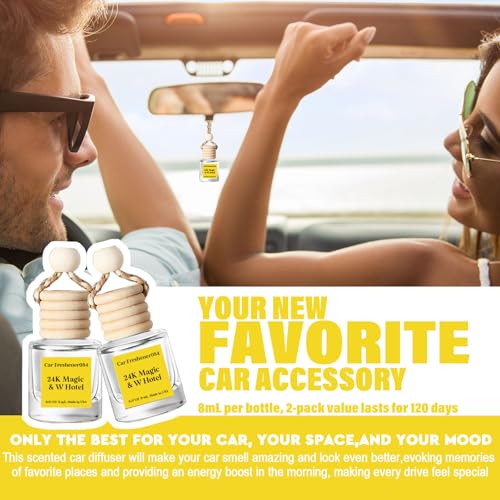 Image of C Classy Hanging Car Air Freshener 2 Pack, 24.K Ma.gicl Essential Oil Diffuser, Long-Lasting Fragrance, Cute Glass Bottle Car Accessories for Women & Men, Made in USA