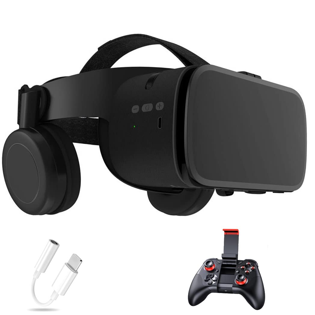 Gafas de Realidad Virtual, 3D VR Gafas con Controlador Bluetooth para Juegos Visión Panorámico VR Glasses para iPhone 13 Pro Max/13 Pro/13/12/11, para Samsung Galaxy S21, Huawei, Xiaomi