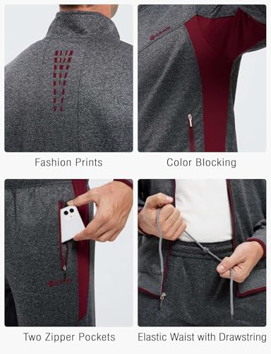 Image of Rdruko Men's Athletic Casual Tracksuit 2 Piece Full Zip Jacket Sweatsuit Outfit Jogger Fleece Set