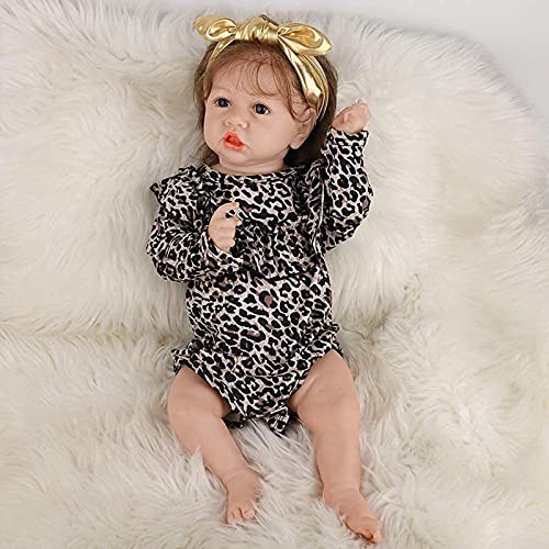 MWKL Nette Reborn Baby 58cm Reborn Puppe 22 Zoll Simulationspuppe Vollsilikon Körper Wiedergeburtspuppe Lebensechte… – Bild 4