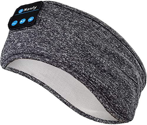 Casque de Sommeil sans FilNavly Bluetooth V5.0 Bandeau de Sport Ecouteurs avec Ultra-Fins HD Stéréo Haut-parleurs,Parfait pour Sport,Dormeurs Latéraux,Voyage en Avion,Méditation et Relaxation Gris