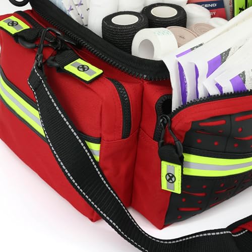 Lightning X Products Mid-Sized First Responder EMT Bag | LXMB25 Fully Stocked Aid Kit w/ 200+ BLS Supplies - RED - Image 4
