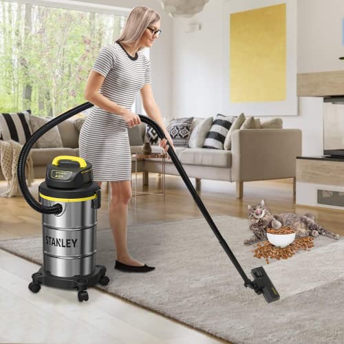 Stanley 5 Gallon Wet Dry Vacuum, Powerful 4 Peak Hp Motor, Stainless Steel Tank, Ideal For Home, Garage, Job Site, Outdoor, Model: Sl18130 #TOP5