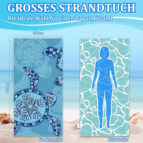 Giyim Strandhandtuch Groß - 180 x 100 cm Strandtuch Mikrofaser mit Tasche, Saugfähig und Schnell Trocknende Strandtuch, Weiches & Leichtes Beach Towel für Strand, Schwimmen (Grüne Pflanze)