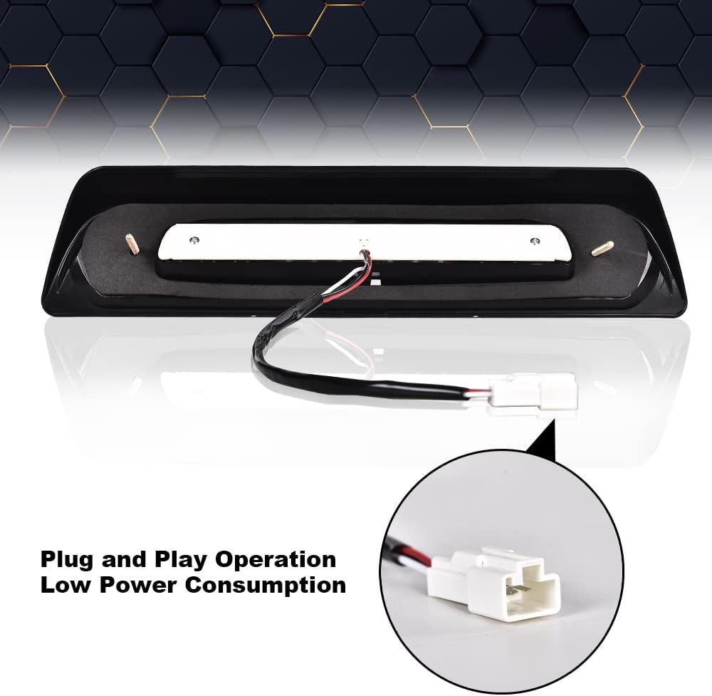 PIT66 LED 3rd Brake Light, Compatible with 2007-2018 Toyota Tundra High Mount LED 3rd Thrid Tail Cargo Brake Light Smoky Lens Chrome Housing