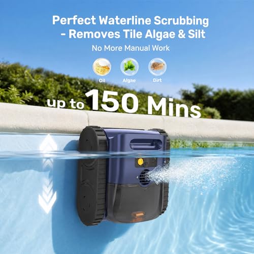 Image of (2026 Upgrade) Cordless Robotic Pool Cleaner, 180 Mins Runtime Robotic Pool Vacuum for Inground Pools, Wall & Waterline Automatic Pool Vacuum, Sonar Navigation, Brushless Motor, Pool Up to 2150 Sq.ft