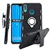 Lantier High Impact 3 Layer Hybrid Full Shockproof Armor Rugged Holster Protection Case with Kickstand Magnet 360 Degree Rotating Ring Belt Swivel Clip for Huawei Y9 2019 Black