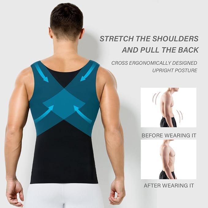 Men's Compression Shirt Slimming Body Shaper Tummy Control Men Shapewear Undershirt Tank Top for Gynecomastia4