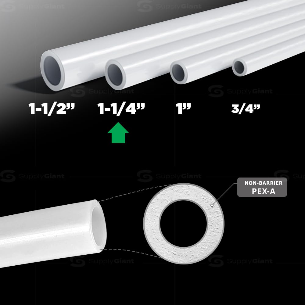Tubo Pex-A de 1-1/4 pulgadas x 100 pies, tubo Pex sin barrera para agua potable, tubo de agua flexible Pex de 1-1/2 pulgadas para fontanería, tubo Pex blanco