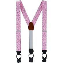Trafalgar Men's Hanami Cherry Blossom Burst Linen Blend Button End Braces Suspenders