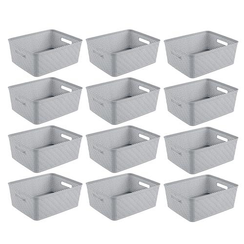 Sterilite 12 Pack Plastic Storage Bin Organization...