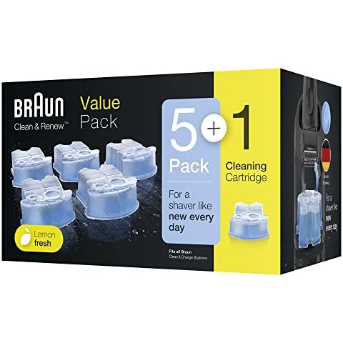 Braun Clean & Renew Reinigungskartuschen für elektrische Rasierer Herren, 5+1er-Pack, Reinigungsflüssigkeit für Elektrorasierer Reinigung Cover