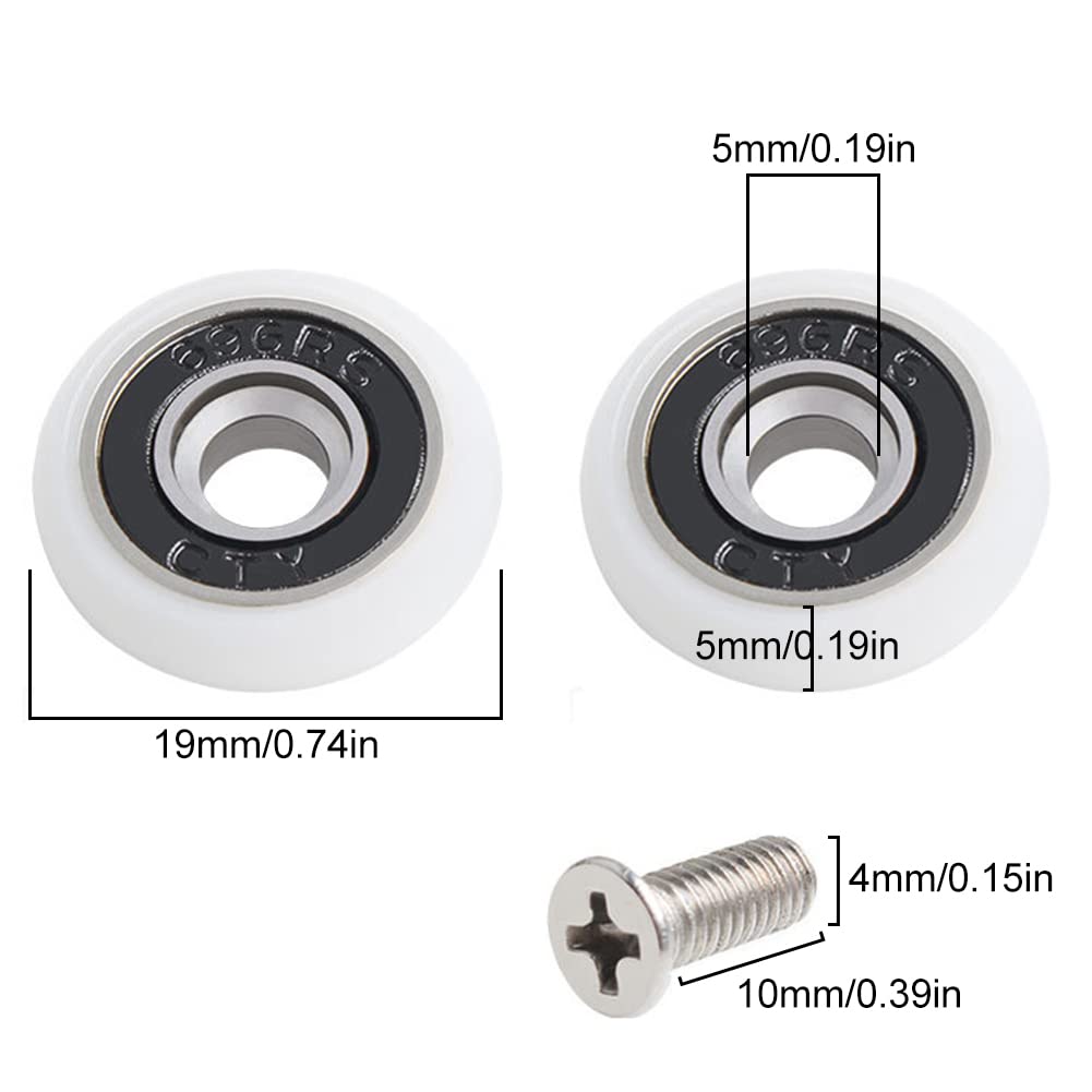 Kit 8 Rulli Per Porta Doccia - Rotelline Cuscinetti 19mm Per Vetro 5mm - Foto 4