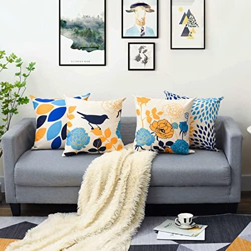 wyooxoo Sofa Cushion Covers 45x45 cm Decorative Spring Throw Pillow Case Set of 4 Floral Cushion Covers 18 x 18 Inch for Couch Car Bed Living Room