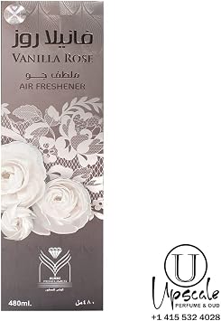 Almas Perfumes Vanilla Rose Air Freshener Spray 480 ml | Long-Lasting Floral & Sweet Scent for Home, Car & Office