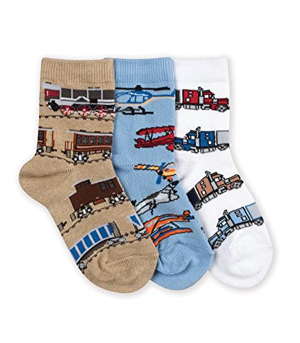 Jefferies Socks Boys 2-7 Transportation Triple Treat Socks 3 Pair Pack3