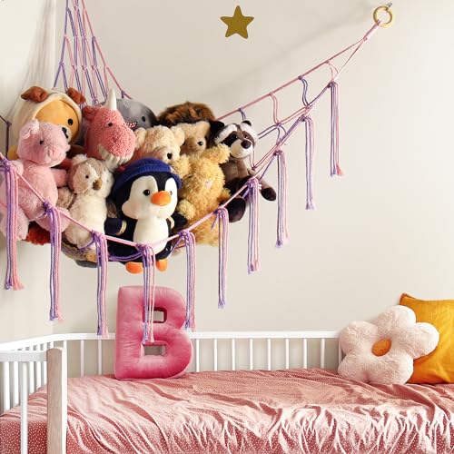 image for mirolam Large Stuffed Animal Hammock Corner Net for Toys Storage Hangi