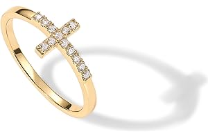 14K Gold Plated CZ Cross Ring: Divine Grace for Her