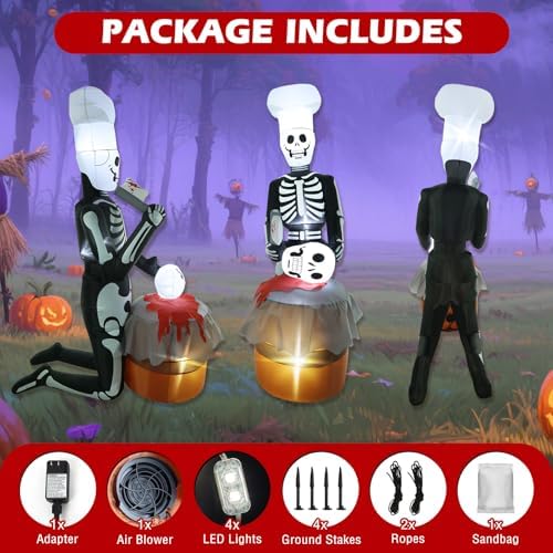 51ZFfGx-f6L._AC_ Halloween Outdoor Skeleton Ghost Animated Skull Scary Inflatable Decoration with Built-in LED Lights for Party Holiday Outdoor Yard Lawn