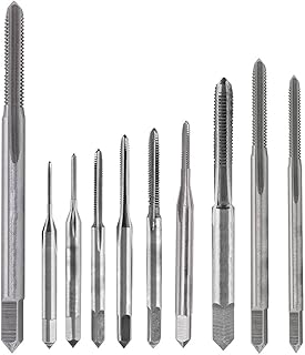 Vsiki 10pcs Micro Taps Mini High Speed Steel Hand Tap Metric Straight Flut Thread Wire Tapping Threading Screw Taps for Clocks and Watches, M1 M1.2 M1.4 M1.6, M1.7 M1.8 M2 M2.5 M3 M3.5